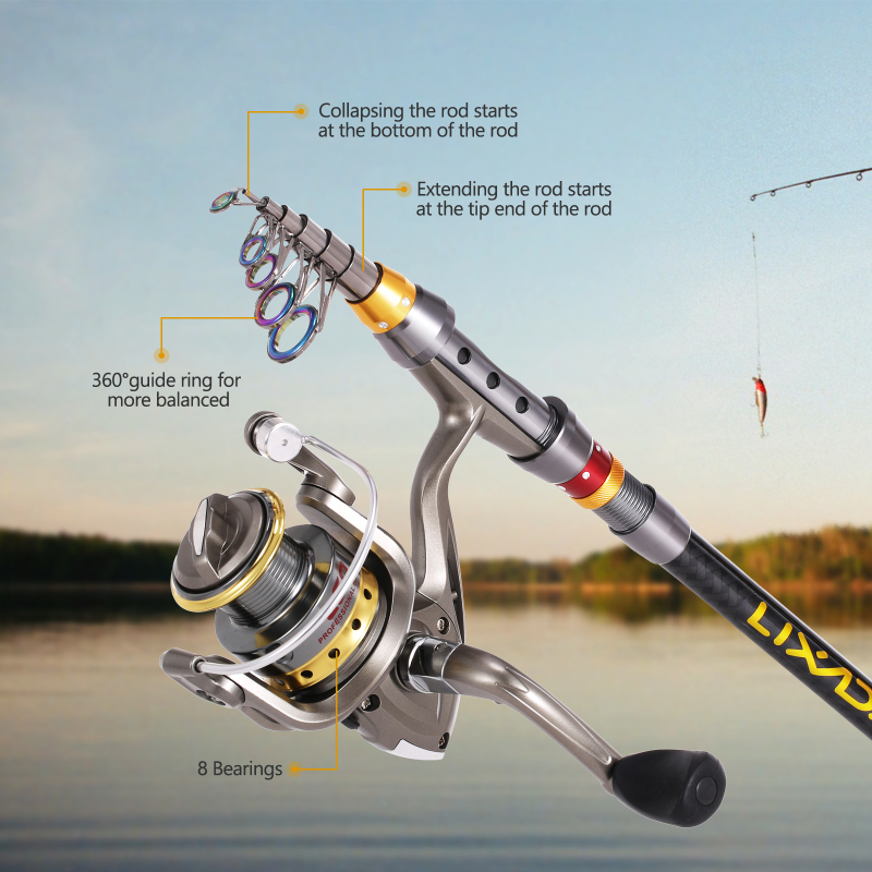 Lixada Telescopic Fishing Rod  - Fishing Line Spooler recension och pris