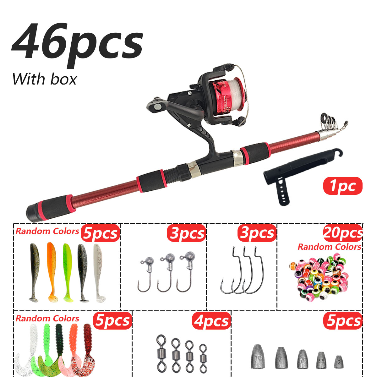 46Pcs Telescopic Fishing Rod R - Freshwater Line recension och pris